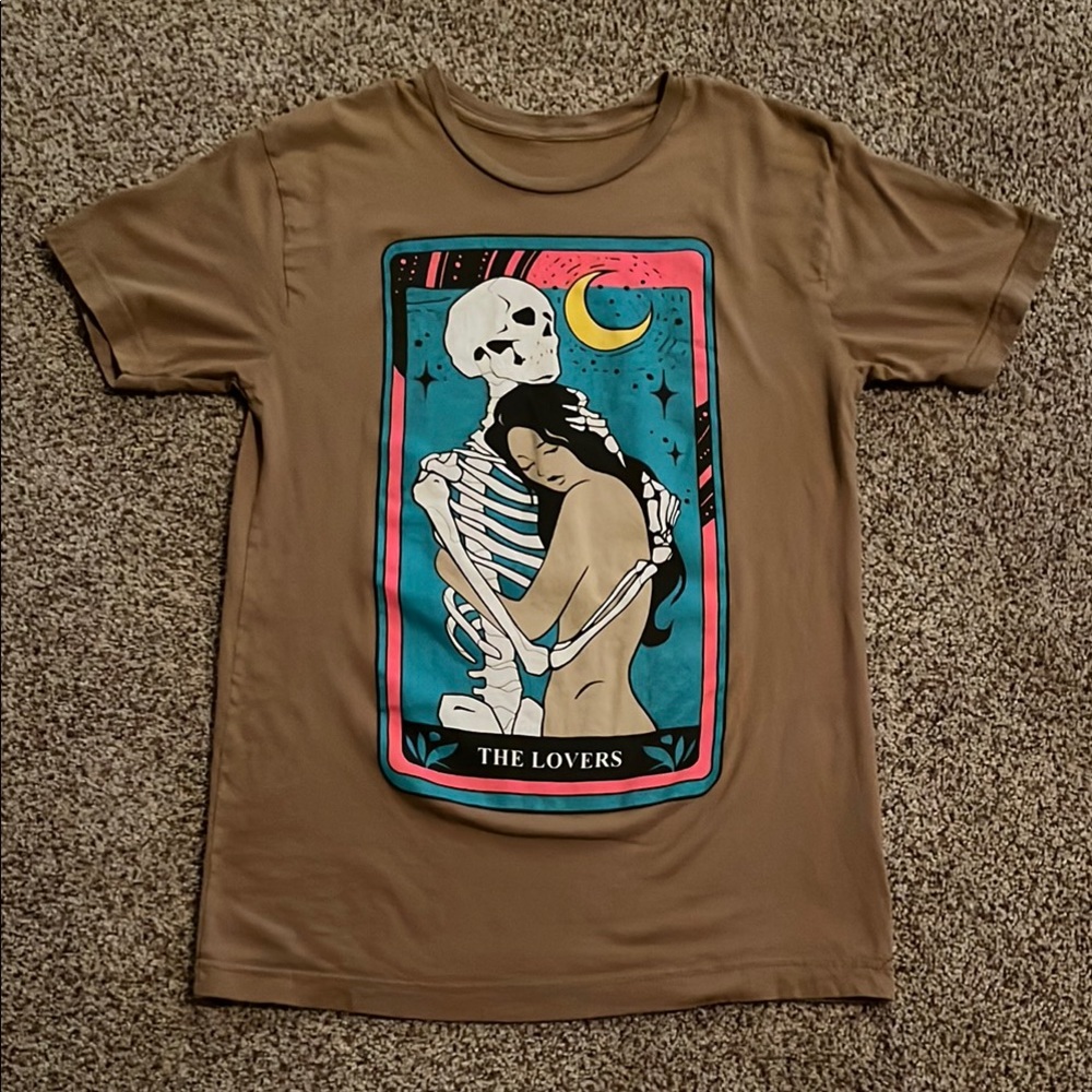 Brown Graphic Tee - The Lovers Design